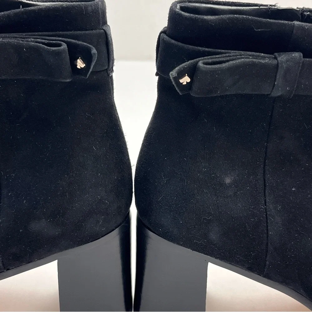 Kate‎ Spade Madelaine Womens Size 6B 6 Black Leather Suede Heeled Bootie Strap